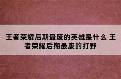 王者荣耀后期最废的英雄是什么 王者荣耀后期最废的打野